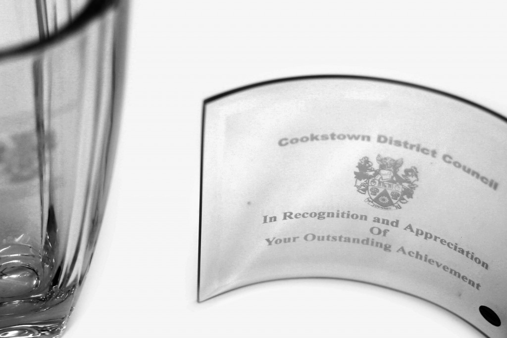 Two Civic Awards from Cookstown District Council for my achievements within the Arts